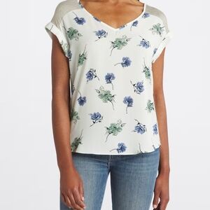 FORTUNE + IVY 
Cheylee Tie Back Mixed Material Top